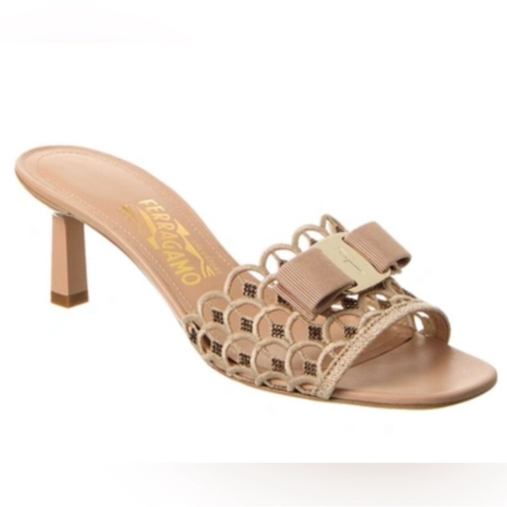 Salvatore Ferragamo Glo Bow Cotton Mule Sandals